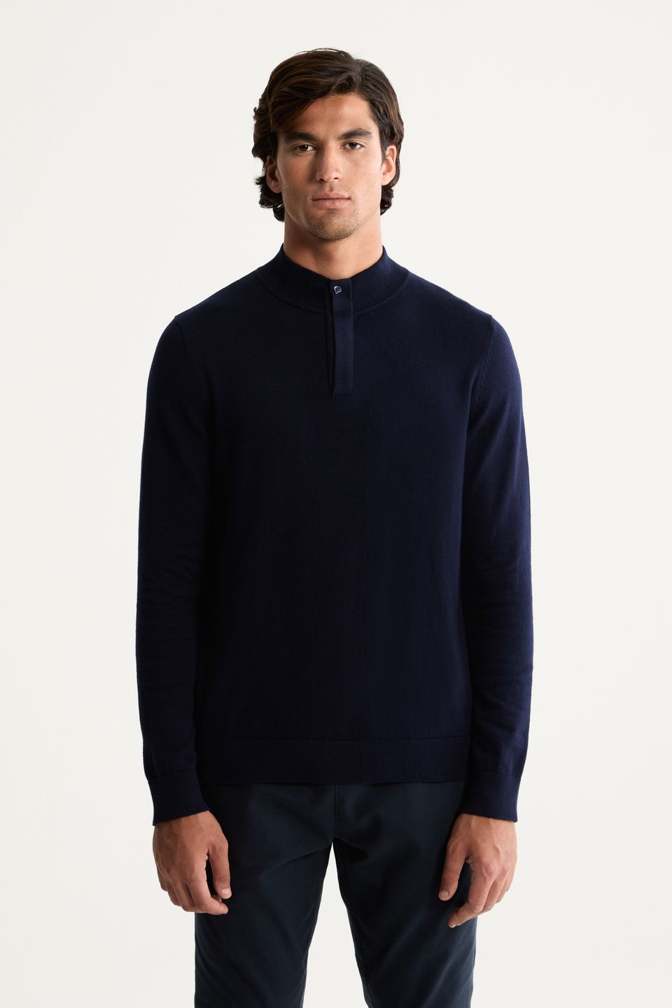 Casaco Meio Zíper Tricot Cashmere