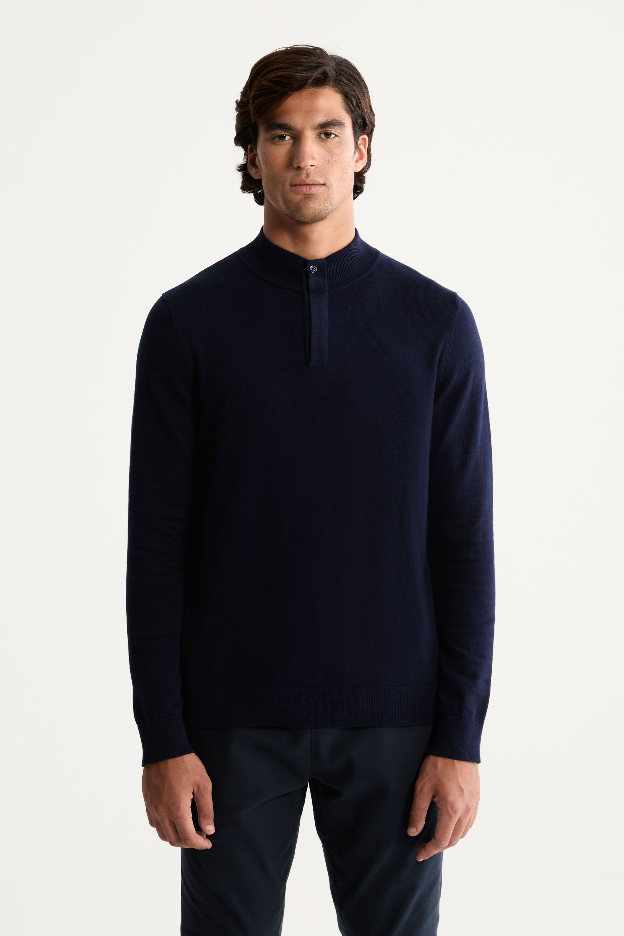 Casaco Meio Zíper Tricot Cashmere — Foxton