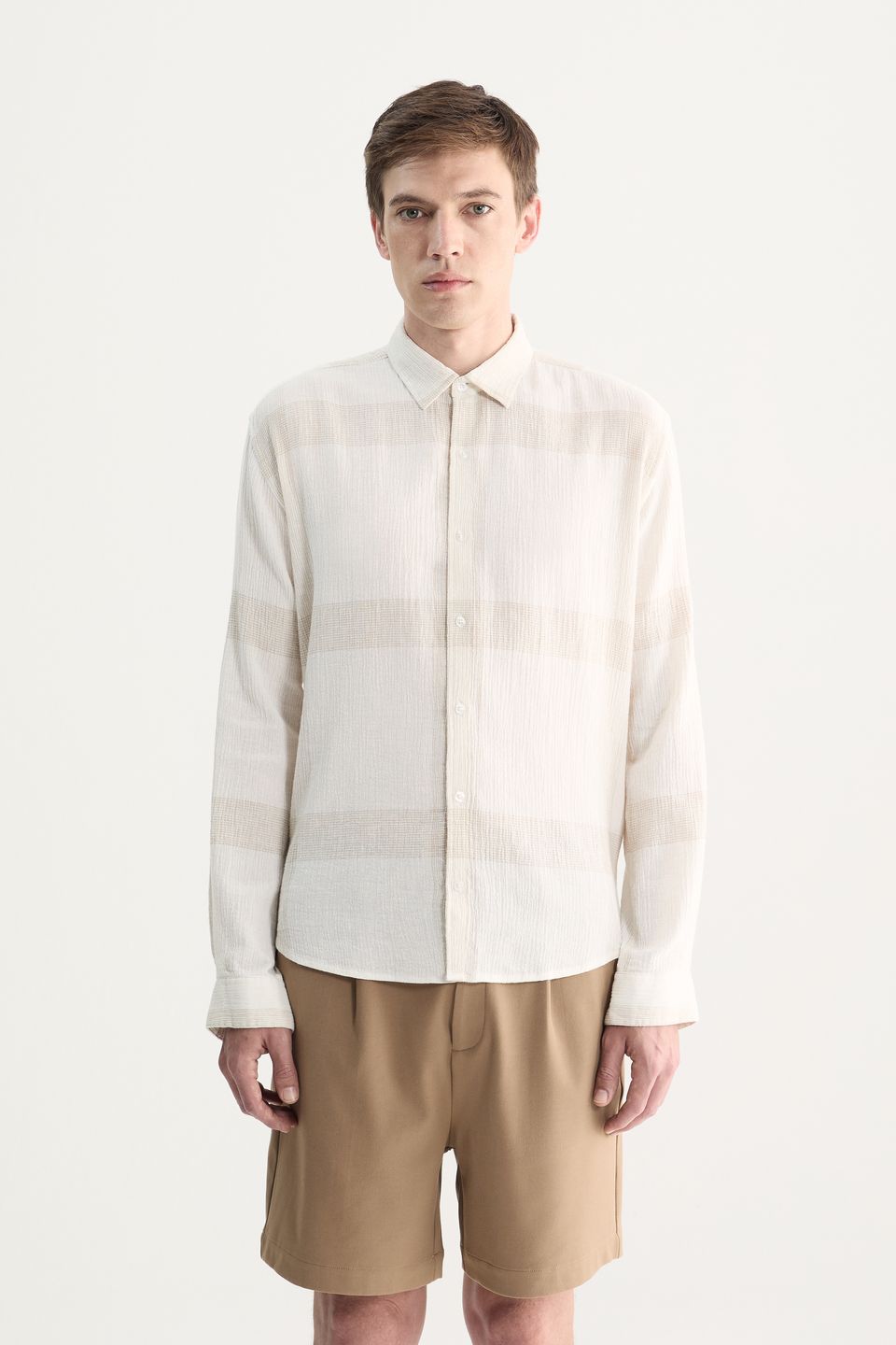 Camisa Manga Longa Linho Grid