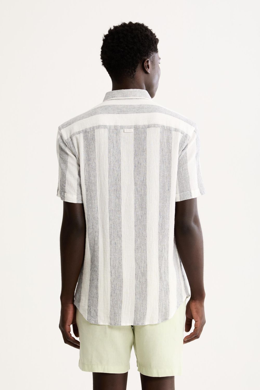 Camisa Manga Curta Linho Stripes