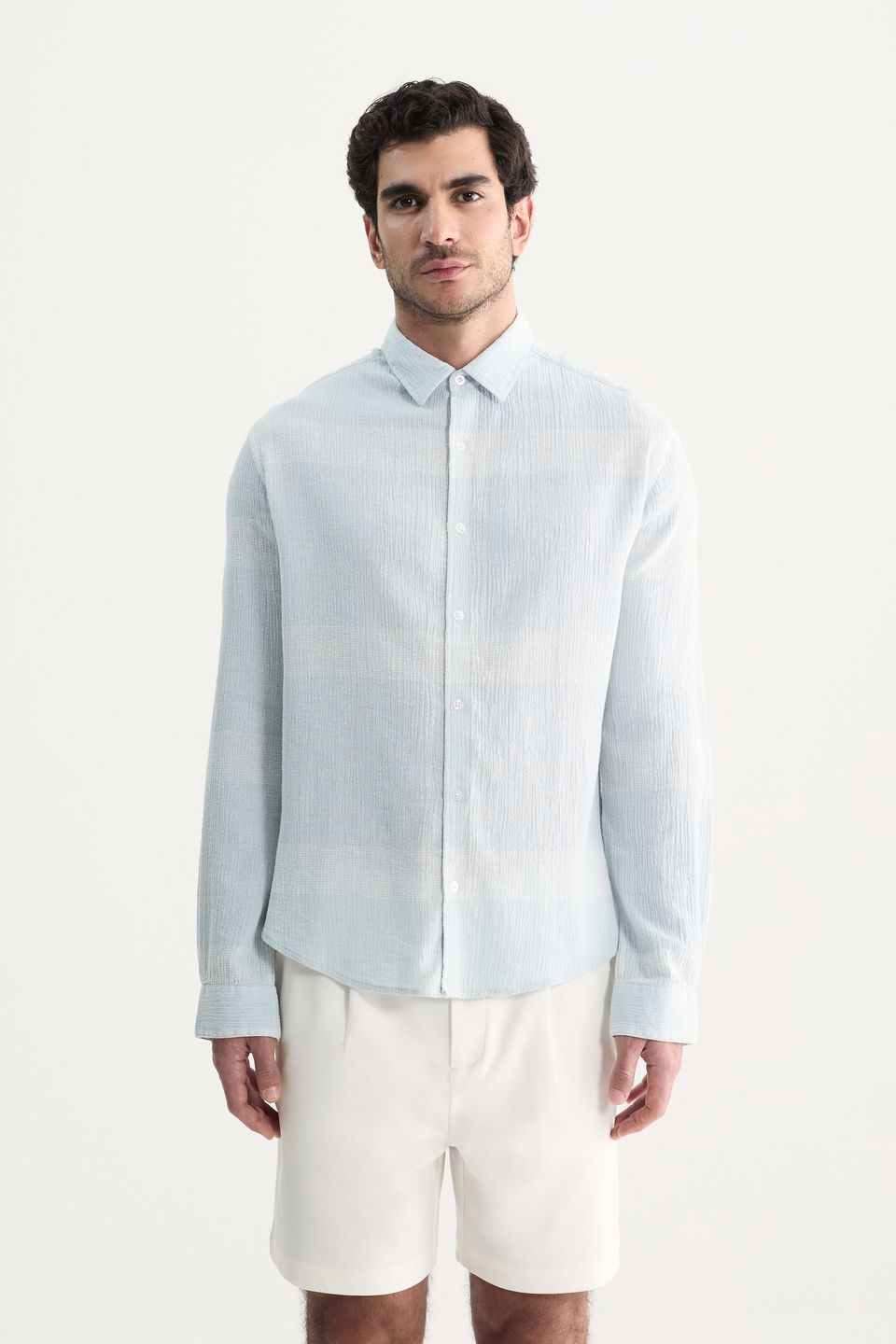 Camisa Manga Longa Linho Grid