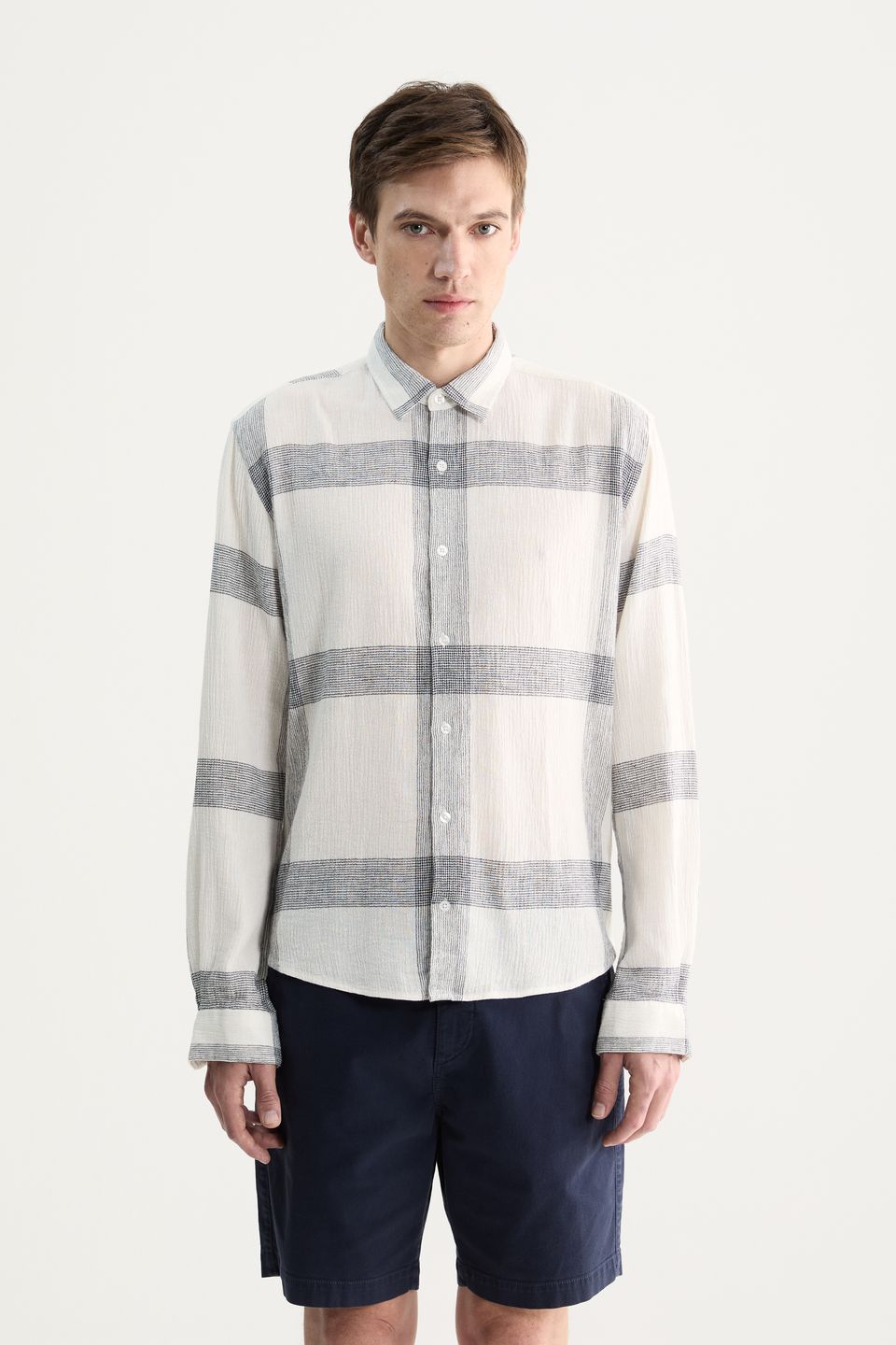 Camisa Manga Longa Linho Grid
