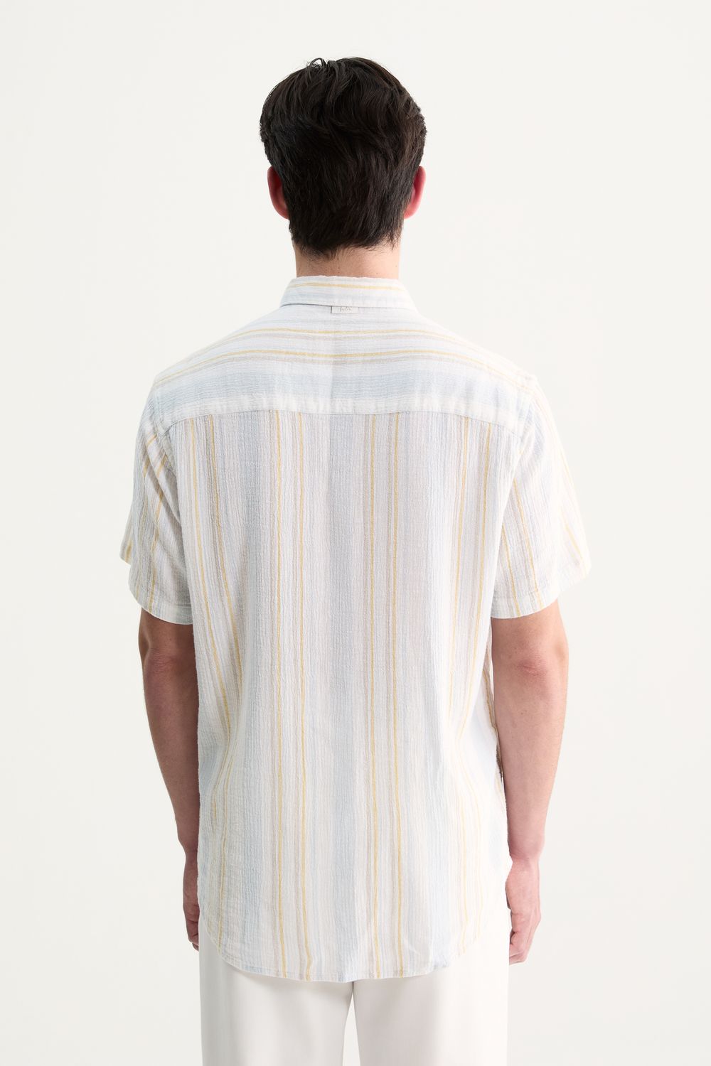 Camisa Manga Curta Linho Stripe New