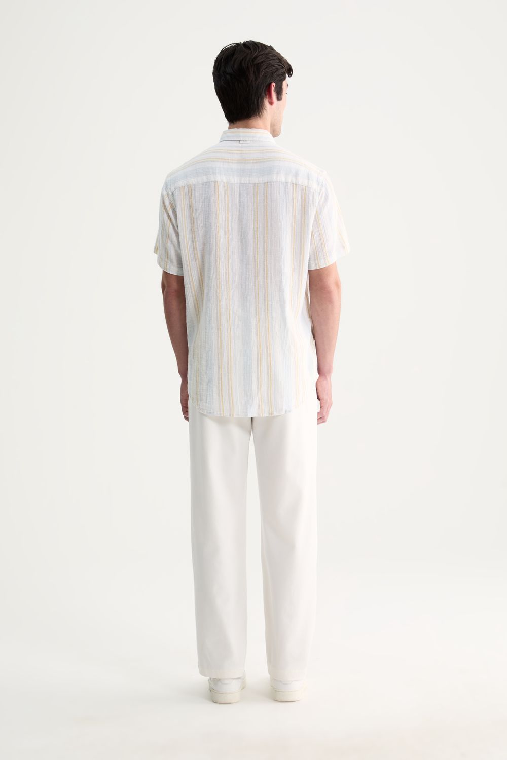Camisa Manga Curta Linho Stripe New