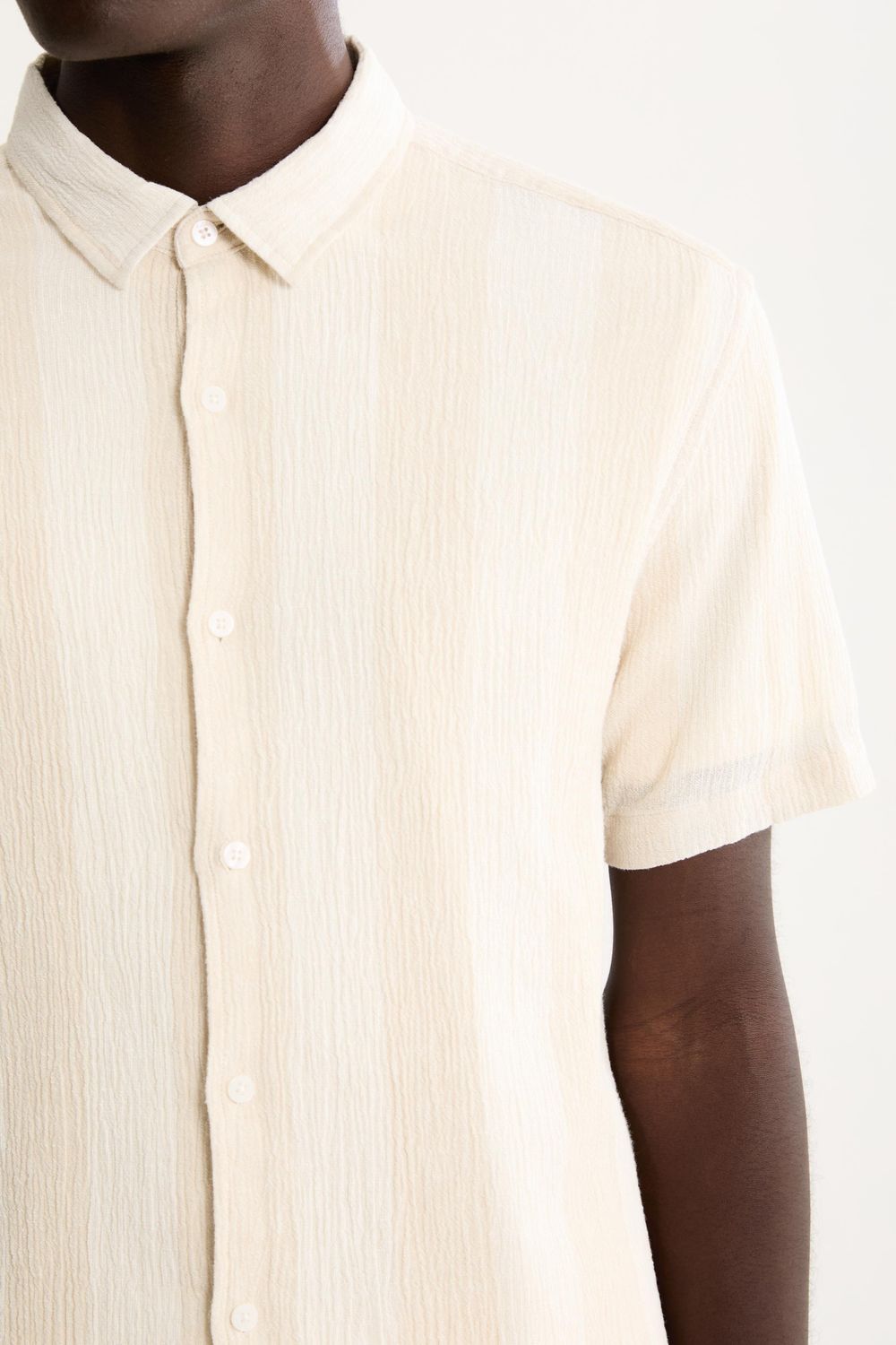 Camisa Manga Curta Linho Stripes