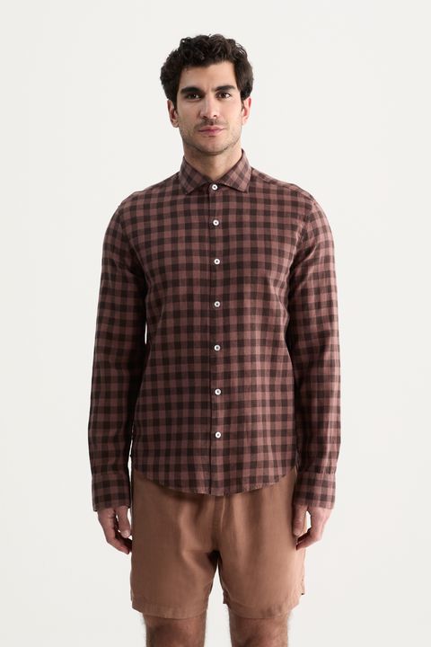 Camisa Manga Longa Linho Xadrez Pinheiros — Foxton