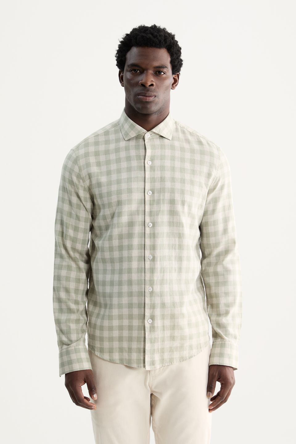 Camisa Manga Longa Linho Xadrez Pinheiros