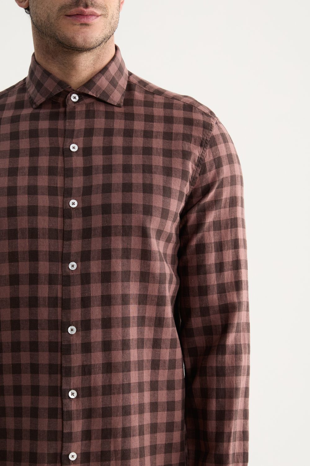 Camisa Manga Longa Linho Xadrez Pinheiros