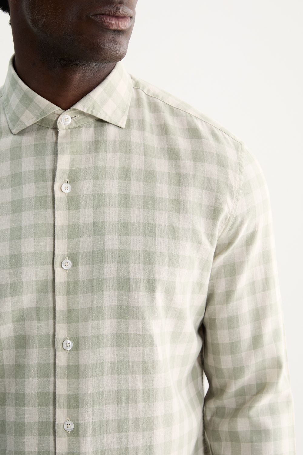 Camisa Manga Longa Linho Xadrez Pinheiros