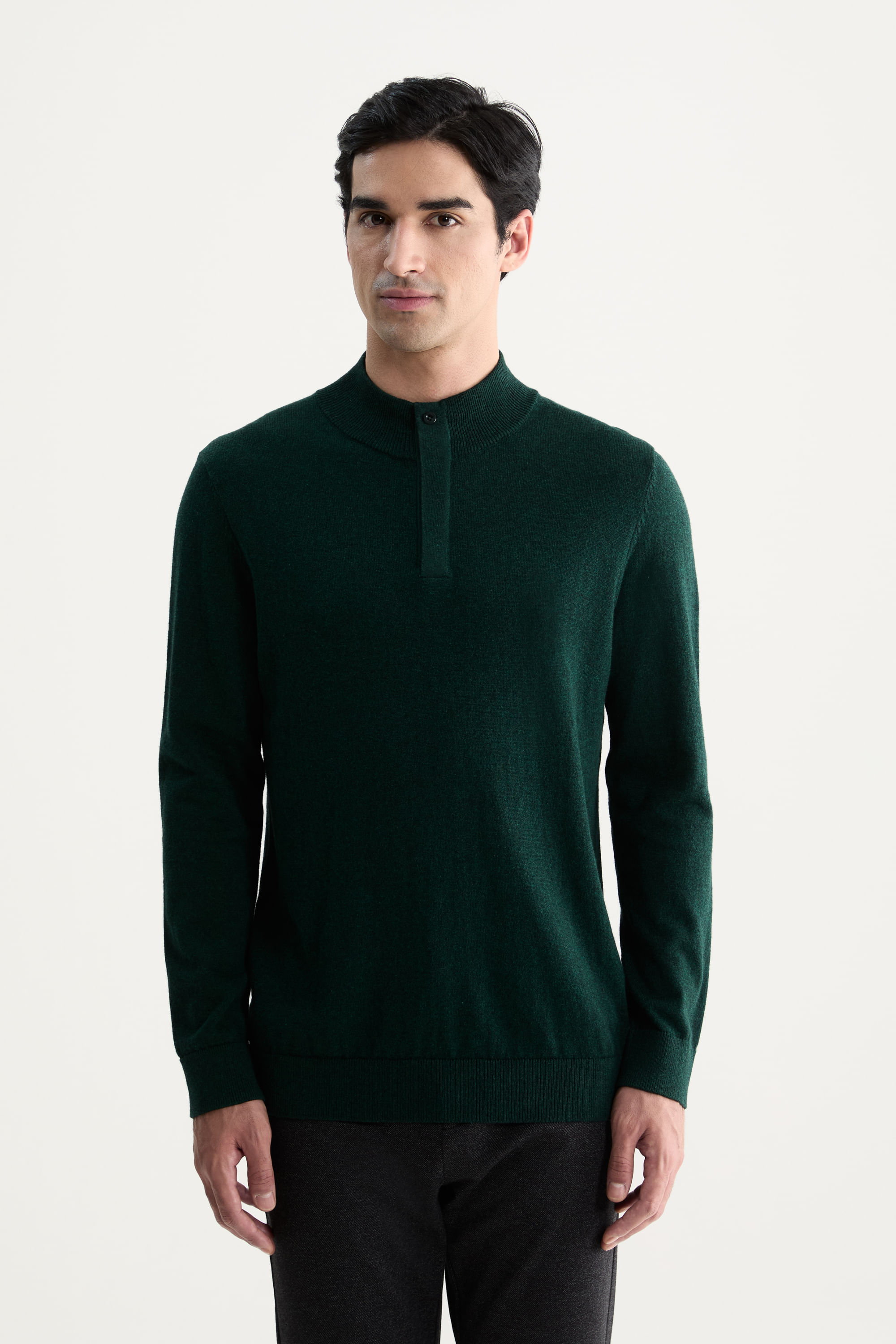 Casaco Meio Zíper Tricot Cashmere — Foxton