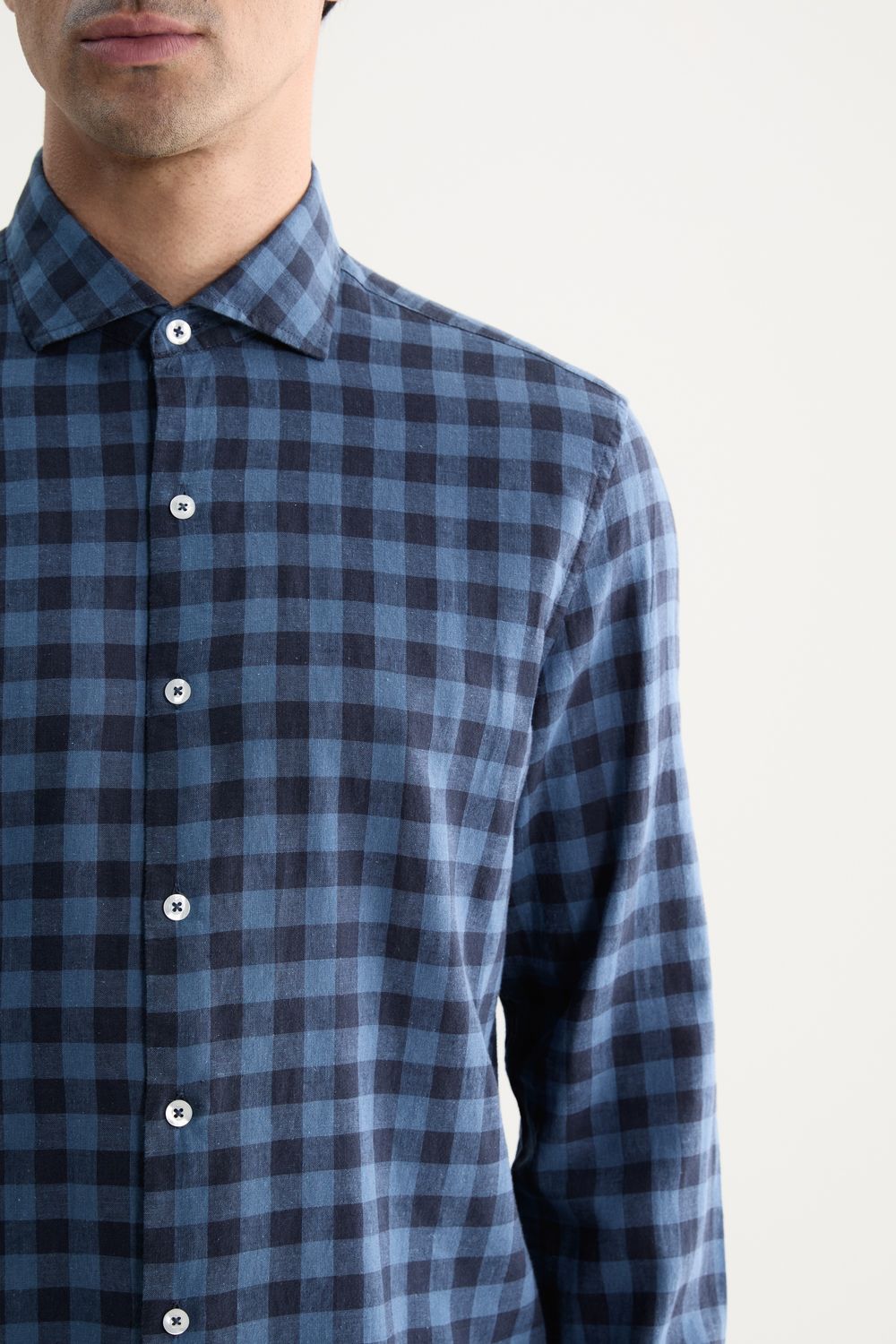 Camisa Manga Longa Linho Xadrez Pinheiros