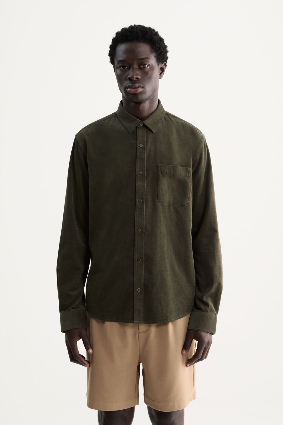 Camisa Manga Longa Veludo Lisa Basic