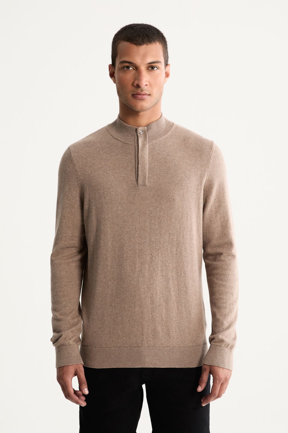 Casaco Meio Zíper Tricot Cashmere