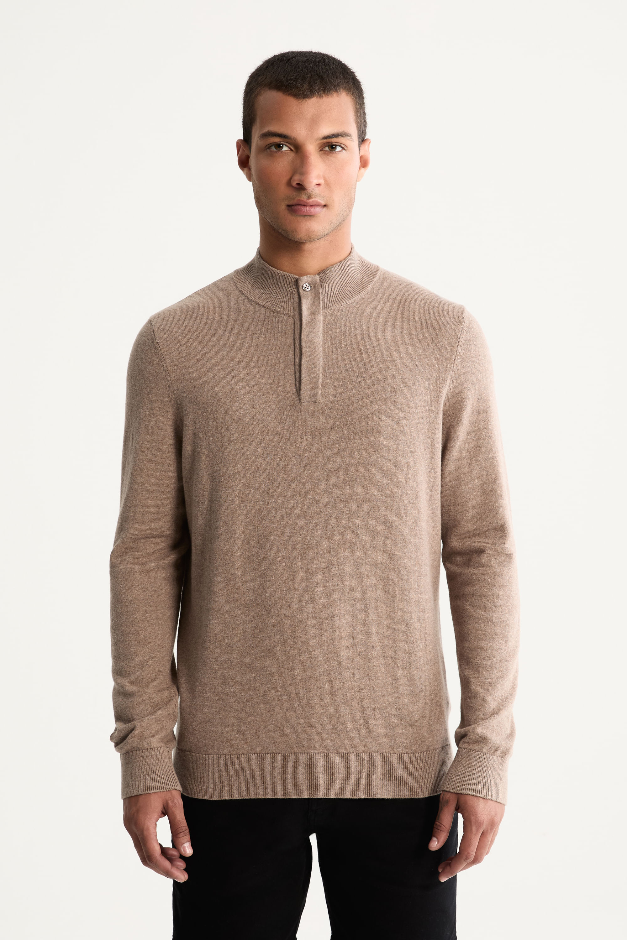 Casaco Meio Zíper Tricot Cashmere — Foxton