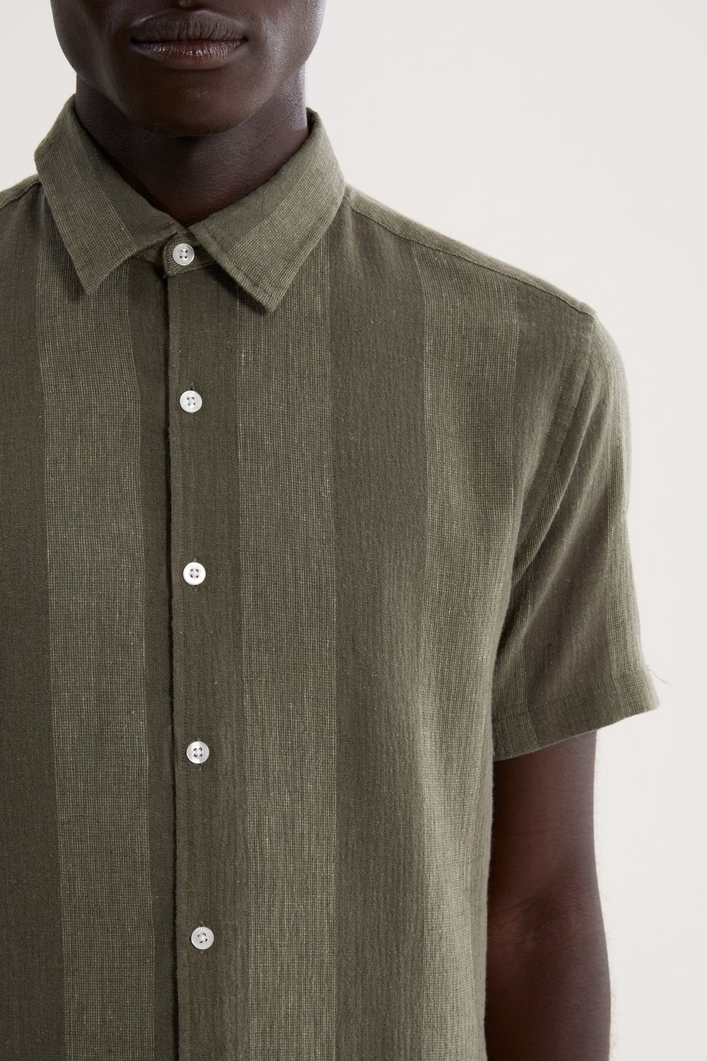 Camisa Manga Curta Linho Stripes